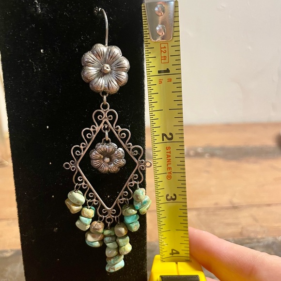 Large Sterling silver dangle earrings - Picture 3 of 3